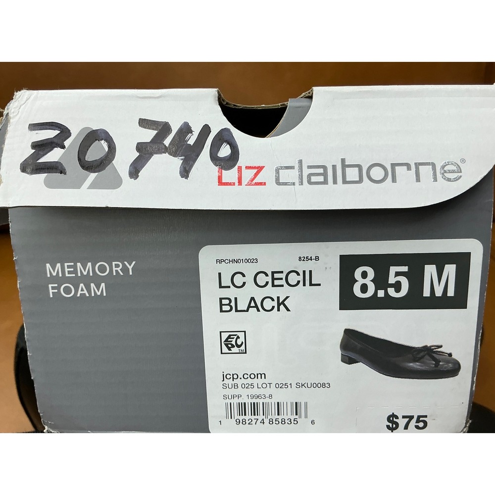 Liz Claiborne LC Cecil Flats Womens 8.5 Black Memory Foam Bow Accent Low Heel - Picture 8 of 8